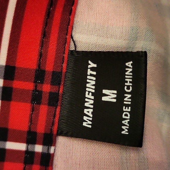 Manfinity Red Plaid Casual Button Down Shirt - Picture 4 of 4